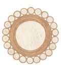 ANSA COLLECTION Area Rug Skye Two-Tone Jute Circle Border Cream/Natural 6' Round Area Rug