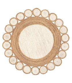 Jonathany Ansa Collection RNF113A Cream/Natural Area Rug 5 ft. 1 in. X 5 ft. 1 in. Round
