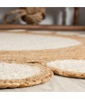 ANSA COLLECTION Area Rug Skye Two-Tone Jute Circle Border Cream/Natural 6' Round Area Rug