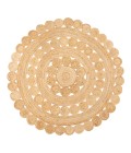 ANSA COLLECTION Area Rug Daisy Hippy Jute Medallion Circle Natural 5' Round Area Rug