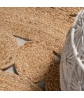 ANSA COLLECTION Area Rug Daisy Hippy Jute Medallion Circle Natural 5' Round Area Rug