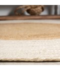 Oceana Two-Tone Boho Jute Circle Cream/Natural 5' Round Area Rug