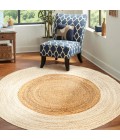 Oceana Two-Tone Boho Jute Circle Cream/Natural 5' Round Area Rug