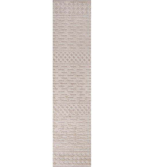 SOUTH BEACH Area Rug Xlendi High-Low Pile Moroccan Geometric Beige 2 ft. x 10 ft. Indoor/Outdoor Runner Rug