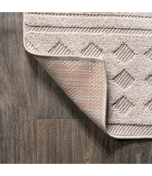 SOUTH BEACH Area Rug Xlendi High-Low Pile Moroccan Geometric Beige 2 ft. x 10 ft. Indoor/Outdoor Runner Rug