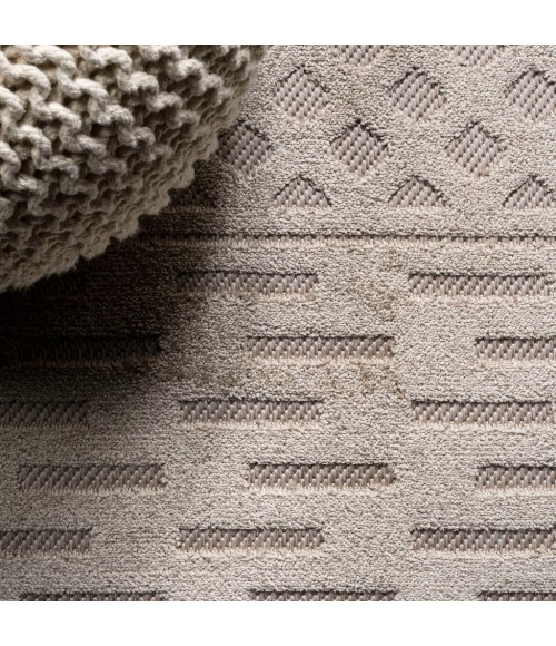 SOUTH BEACH Area Rug Xlendi High-Low Pile Moroccan Geometric Beige 2 ft. x 10 ft. Indoor/Outdoor Runner Rug