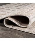 SOUTH BEACH Area Rug Xlendi High-Low Pile Moroccan Geometric Beige 2 ft. x 10 ft. Indoor/Outdoor Runner Rug