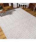 SOUTH BEACH Area Rug Xlendi High-Low Pile Moroccan Geometric Beige 3 ft. x 5 ft. Indoor/Outdoor Area Rug