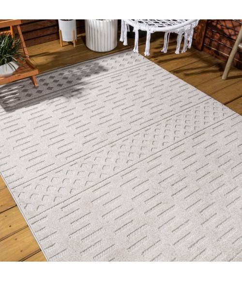 SOUTH BEACH Area Rug Xlendi High-Low Pile Moroccan Geometric Beige 3 ft. x 5 ft. Indoor/Outdoor Area Rug
