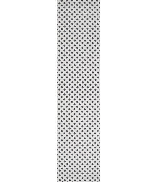 SOUTH BEACH Area Rug Rabat High-Low Pile Mini-Diamond Trellis White/Black 2 ft. x 8 ft. Indoor/Outdoor Runner Rug