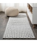 SOUTH BEACH Area Rug Rabat High-Low Pile Mini-Diamond Trellis White/Black 2 ft. x 8 ft. Indoor/Outdoor Runner Rug