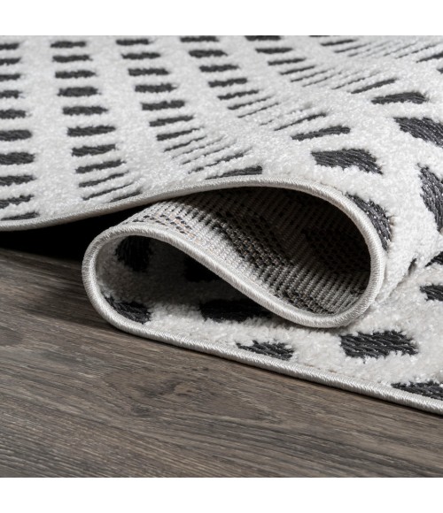 SOUTH BEACH Area Rug Rabat High-Low Pile Mini-Diamond Trellis White/Black 2 ft. x 8 ft. Indoor/Outdoor Runner Rug