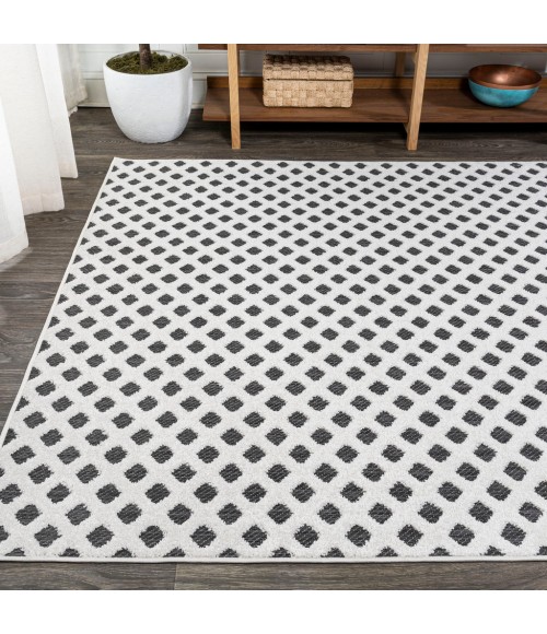 SOUTH BEACH Area Rug Rabat High-Low Pile Mini-Diamond Trellis White/Black 4 ft. x 6 ft. Indoor/Outdoor Area Rug