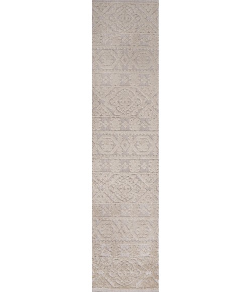 SOUTH BEACH Area Rug Citta High-Low Pile Mediterranean Tile Beige 2 ft. x 8 ft. Indoor/Outdoor Runner Rug