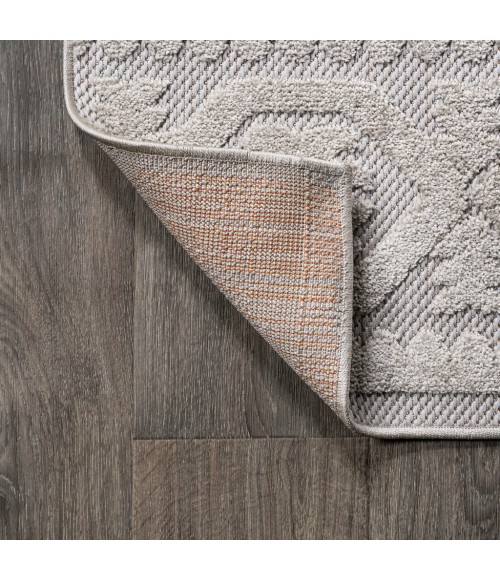 SOUTH BEACH Area Rug Citta High-Low Pile Mediterranean Tile Beige 2 ft. x 8 ft. Indoor/Outdoor Runner Rug