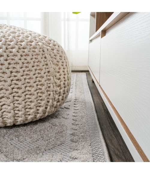 SOUTH BEACH Area Rug Citta High-Low Pile Mediterranean Tile Beige 2 ft. x 8 ft. Indoor/Outdoor Runner Rug