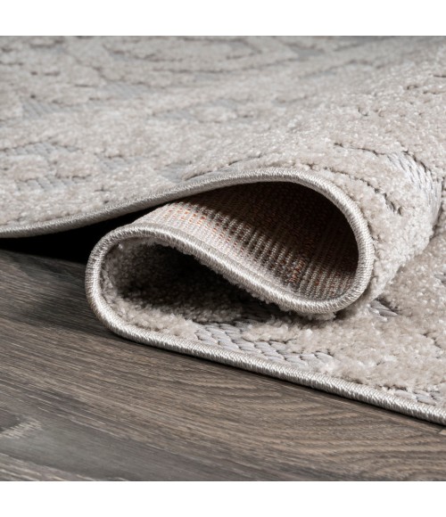 SOUTH BEACH Area Rug Citta High-Low Pile Mediterranean Tile Beige 2 ft. x 8 ft. Indoor/Outdoor Runner Rug
