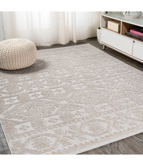 Citta High-Low Pile Mediterranean Tile Beige 4 ft. x 6 ft. Indoor/Outdoor Area Rug