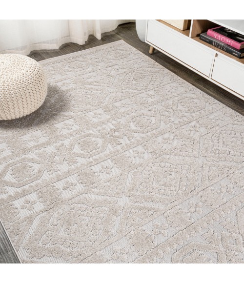 Citta High-Low Pile Mediterranean Tile Beige 4 ft. x 6 ft. Indoor/Outdoor Area Rug
