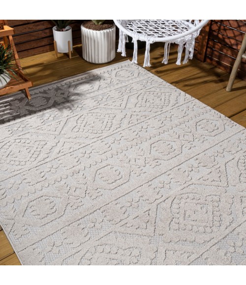 Citta High-Low Pile Mediterranean Tile Beige 4 ft. x 6 ft. Indoor/Outdoor Area Rug