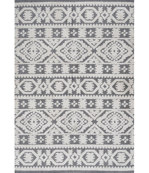 SOUTH BEACH Area Rug Citta High-Low Pile Mediterranean Tile White/Black 4 ft. x 6 ft. Indoor/Outdoor Area Rug