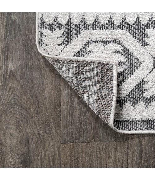 SOUTH BEACH Area Rug Citta High-Low Pile Mediterranean Tile White/Black 2 ft. x 8 ft. Indoor/Outdoor Runner Rug