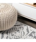 SOUTH BEACH Area Rug Citta High-Low Pile Mediterranean Tile White/Black 2 ft. x 8 ft. Indoor/Outdoor Runner Rug