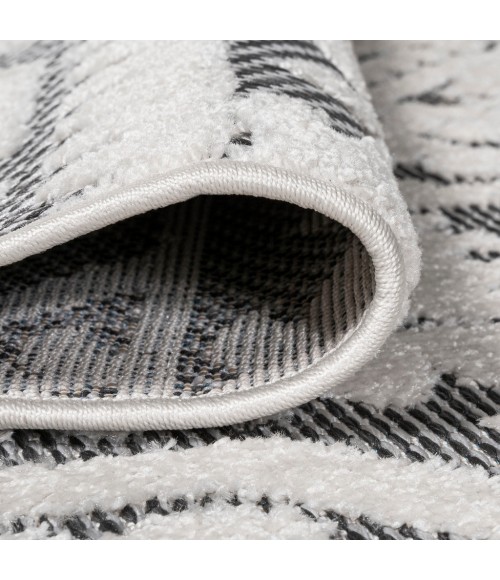 SOUTH BEACH Area Rug Citta High-Low Pile Mediterranean Tile White/Black 2 ft. x 8 ft. Indoor/Outdoor Runner Rug