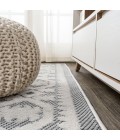 SOUTH BEACH Area Rug Citta High-Low Pile Mediterranean Tile White/Black 2 ft. x 8 ft. Indoor/Outdoor Runner Rug