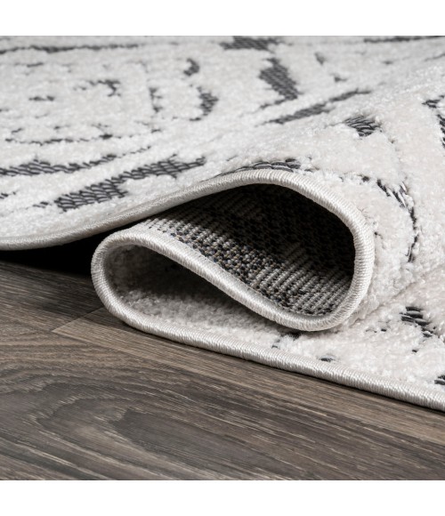 SOUTH BEACH Area Rug Citta High-Low Pile Mediterranean Tile White/Black 2 ft. x 8 ft. Indoor/Outdoor Runner Rug
