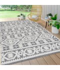 SOUTH BEACH Area Rug Citta High-Low Pile Mediterranean Tile White/Black 4 ft. x 6 ft. Indoor/Outdoor Area Rug