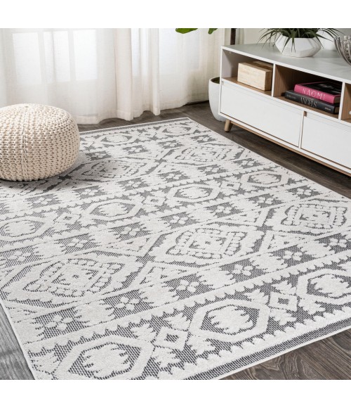 SOUTH BEACH Area Rug Citta High-Low Pile Mediterranean Tile White/Black 4 ft. x 6 ft. Indoor/Outdoor Area Rug