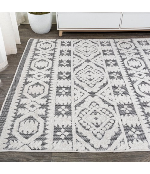 SOUTH BEACH Area Rug Citta High-Low Pile Mediterranean Tile White/Black 4 ft. x 6 ft. Indoor/Outdoor Area Rug