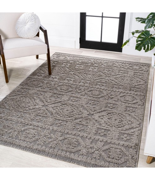 SOUTH BEACH Area Rug Citta High-Low Pile Mediterranean Tile Dark Gray/Ivory 4 ft. x 6 ft. Indoor/Outdoor Area Rug