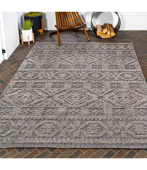 SOUTH BEACH Area Rug Citta High-Low Pile Mediterranean Tile Dark Gray/Ivory 4 ft. x 6 ft. Indoor/Outdoor Area Rug