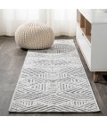 SOUTH BEACH Area Rug Jordan High-Low Pile Art Deco Geometric White/Black 2 ft. x 10 ft. Indoor/Outdoor Runner Rug