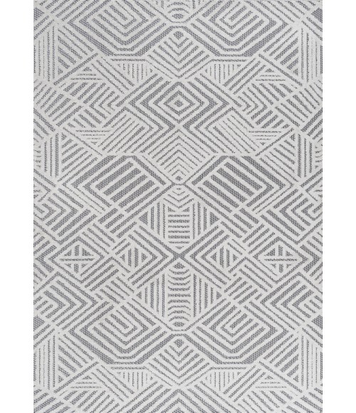 SOUTH BEACH Area Rug Jordan High-Low Pile Art Deco Geometric White/Black 3 ft. x 5 ft. Indoor/Outdoor Area Rug