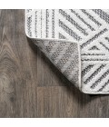 SOUTH BEACH Area Rug Jordan High-Low Pile Art Deco Geometric White/Black 2 ft. x 10 ft. Indoor/Outdoor Runner Rug