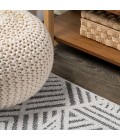 SOUTH BEACH Area Rug Jordan High-Low Pile Art Deco Geometric White/Black 2 ft. x 10 ft. Indoor/Outdoor Runner Rug