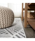 SOUTH BEACH Area Rug Jordan High-Low Pile Art Deco Geometric White/Black 2 ft. x 10 ft. Indoor/Outdoor Runner Rug