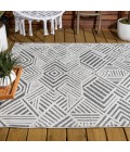 SOUTH BEACH Area Rug Jordan High-Low Pile Art Deco Geometric White/Black 3 ft. x 5 ft. Indoor/Outdoor Area Rug