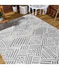 SOUTH BEACH Area Rug Jordan High-Low Pile Art Deco Geometric White/Black 3 ft. x 5 ft. Indoor/Outdoor Area Rug