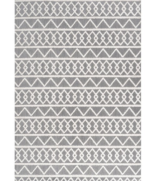 SOUTH BEACH Area Rug Aylan High-Low Pile Knotted Trellis Geometric Black/Ivory 3 ft. x 5 ft. Indoor/Outdoor Area Rug