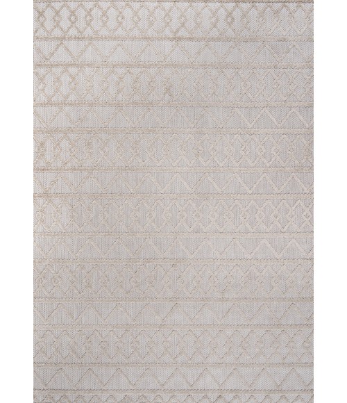SOUTH BEACH Area Rug Aylan High-Low Pile Knotted Trellis Geometric Beige 3 ft. x 5 ft. Indoor/Outdoor Area Rug