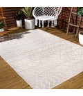 SOUTH BEACH Area Rug Aylan High-Low Pile Knotted Trellis Geometric Beige 3 ft. x 5 ft. Indoor/Outdoor Area Rug