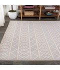 SOUTH BEACH Area Rug Aylan High-Low Pile Knotted Trellis Geometric Beige 3 ft. x 5 ft. Indoor/Outdoor Area Rug