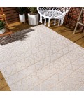 SOUTH BEACH Area Rug Aylan High-Low Pile Knotted Trellis Geometric Beige 3 ft. x 5 ft. Indoor/Outdoor Area Rug