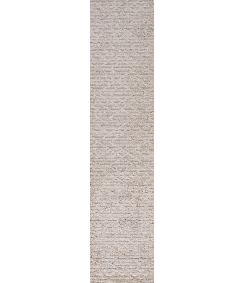 Ararat High-Low Pile Moroccan Diamond Modern Beige 2 ft. x 8 ft. Indoor/Outdoor Runner Rug