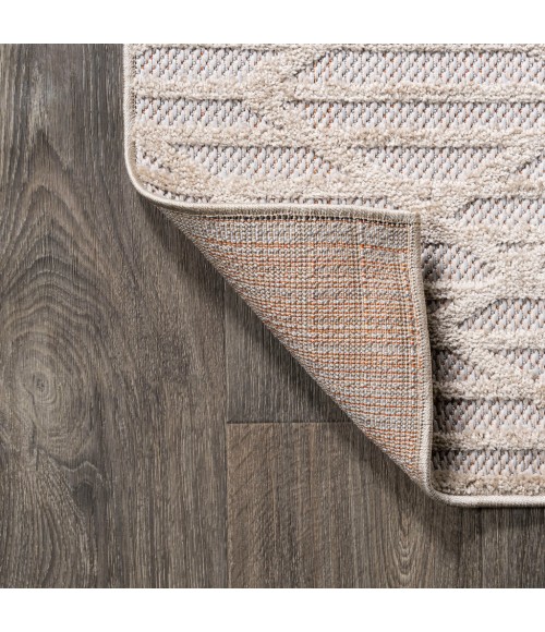 Ararat High-Low Pile Moroccan Diamond Modern Beige 2 ft. x 8 ft. Indoor/Outdoor Runner Rug