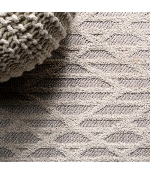 Ararat High-Low Pile Moroccan Diamond Modern Beige 2 ft. x 8 ft. Indoor/Outdoor Runner Rug